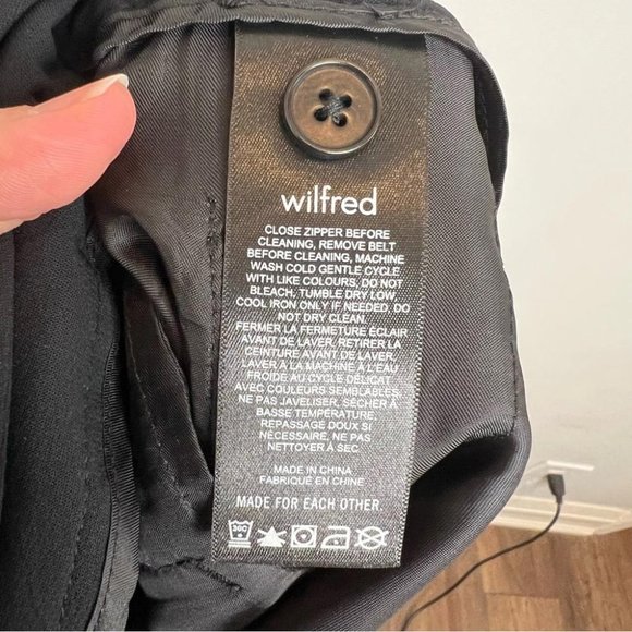 Aritzia Wilfred Womens Size 6 Tie-Front Pant Black Crepe High Waist Trouser - Picture 11 of 14